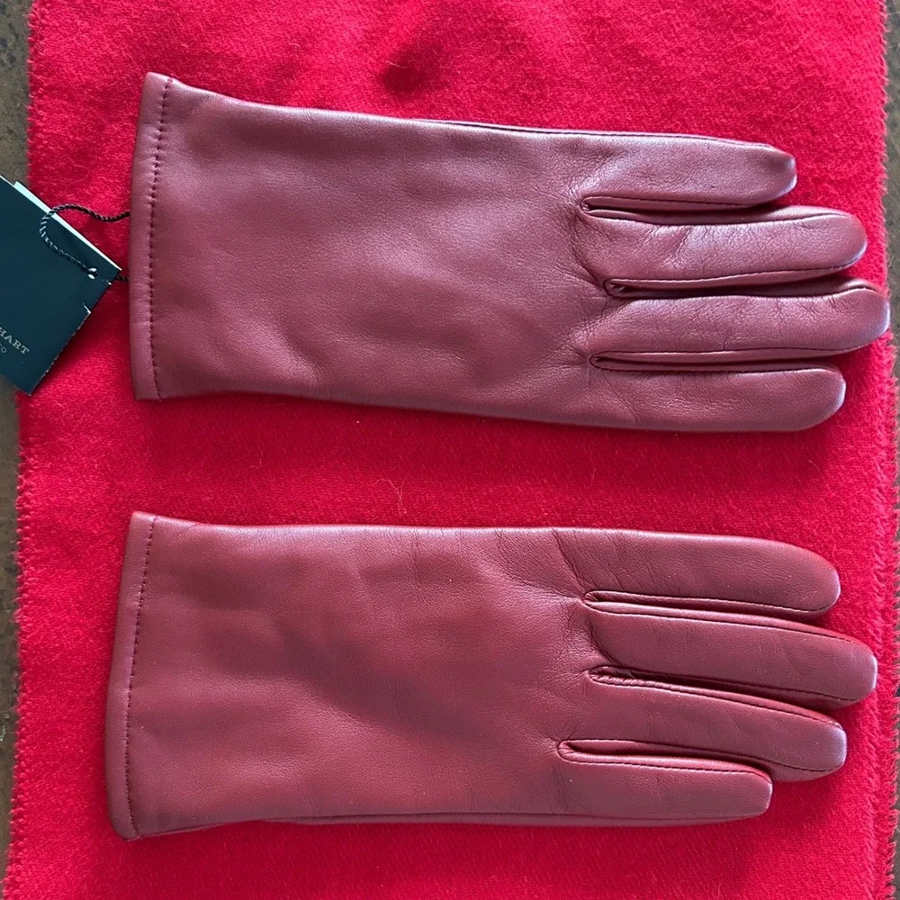 NWT Pratt and Hart Womens Broadway Cherry Red Leather Gloves Size 7.5 Thinsulate